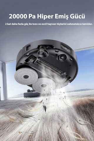 Jonr X1 Max 20.000pa Robot Süpürge Ve Paspas Siyah