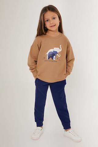 Rolypoly Never Let Go Your Dreams Kahverengi Kız Çocuk Eşofman Takımı Vizon