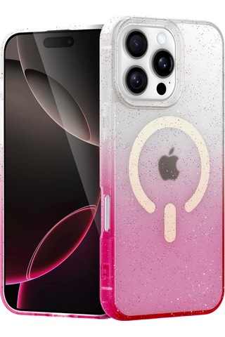 Apple iPhone Uyumlu 16 Pro Pummel Shiny Magsafe Kapak - Pembe