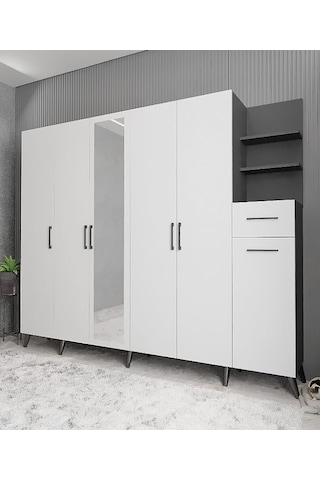 Açelya Portmanto Vestiyer Füme Beyaz  M7-270 cm