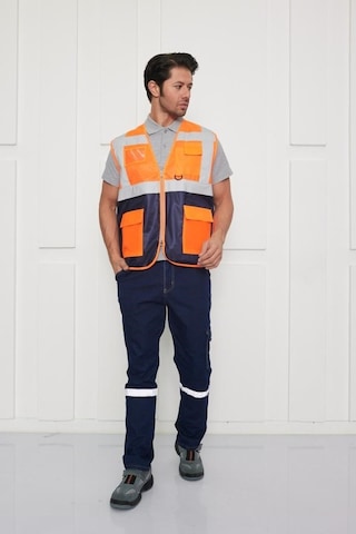 Orange Safety Mühendis Tipi İkaz Yeleği Turuncu-lacivert