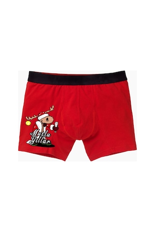 Mutlu Yıllar Erkek Kırmızı Boxer Kırmızı