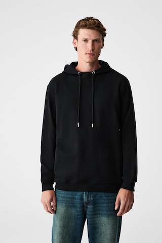 Grimelange Alessıo Erkek %100 Pamuk Kapüşonlu Kordon Detaylı Oversize Fit Siyah Sweatshirt siyah