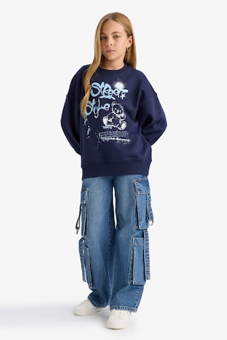 Defacto Kız Çocuk Oversize Geniş Kalıp Bisiklet Yaka Baskılı Sweatshirt E6755a825aunv241 Lacivert