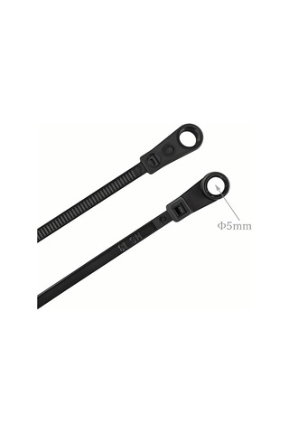 Vida Delikli Plastik Bağlar 100 Paket 7.5 İnç Montaj Kafası Elektrik Zip Bağları 50 Lbs, Uv Siyah