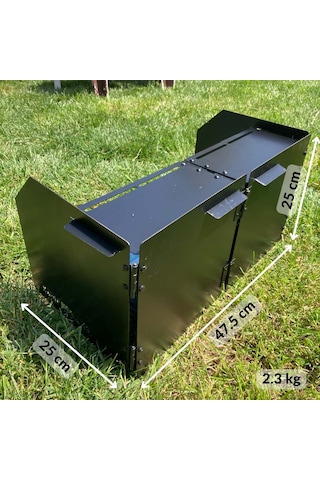 Kamp Ayısı Windshield Mat Siyah Katlanır 1mm Mentelşeli Metal Rüzgarlık - Özel Çantalı Siyah