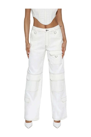 By Dyln Fargo Jeans - Geniş Paça, Düşük Orta Bel Kot Pantolon Beyaz