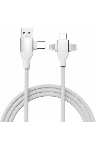 6023 Usb Type-c 5'i 1 Arada Çoklu Hızlı Şarj Kablosu Lightning Micro Usb 1m