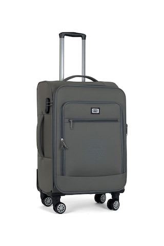 Kumaş Yüzeyli Oasis Serisi Seyahat Valizi, Orta Boy - Gri