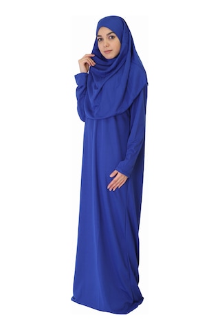 Koyu Mavi Fermuarsız Namaz Elbisesi Koyu Mavi