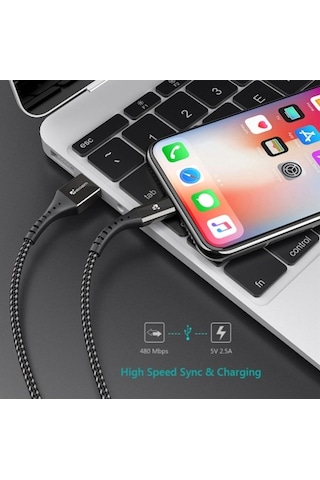 Tiegem Apple iPhone Uyumlu X8, 6, 6S, 5, 5S Usb Hızlı Cep Telefonu Şarj Kablos