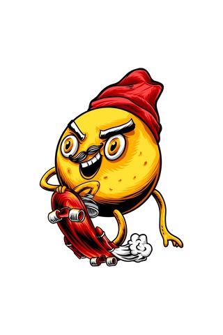 Paybuy Kadın Oversize Tişört Kısa Kol Yuvarlak Yaka Cartoon Patates Skat Beyaz