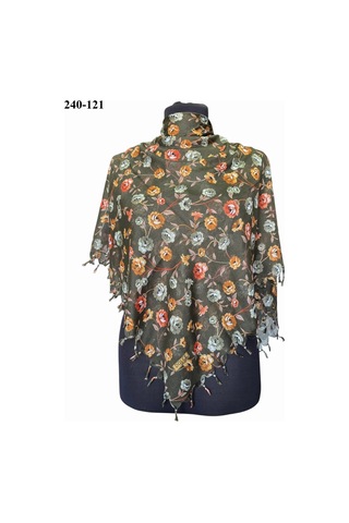 Dolce Cotton Desenli Sökme Boncuklu Eşarp 240-121 Çok Renkli