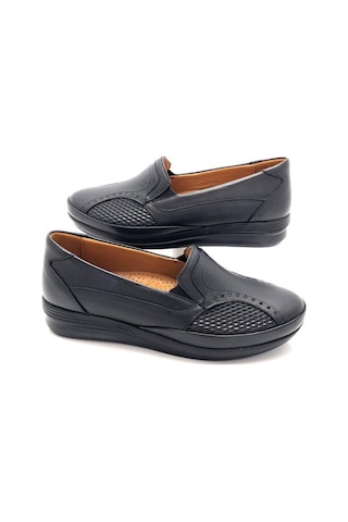 Derilax Hakiki Deri Tam Ortopedik Kadın Anne Ayakkabısı Siyah - Siyah