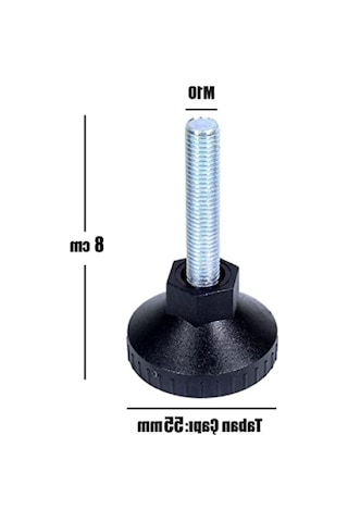 M10 Ayak, 55 Mm, Siyah, Vidayla Tutturulan Profil Ayağı 6395751