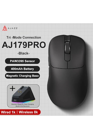 Aj179 Pro Kablosuz 3 Modlu 8k-26.000dpı Oyuncu Mouse Siyah
