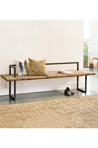 Abronyahediye Bank Bahçe Antre Hol Doğal Ahşaplı Metal Ayaklı Bank