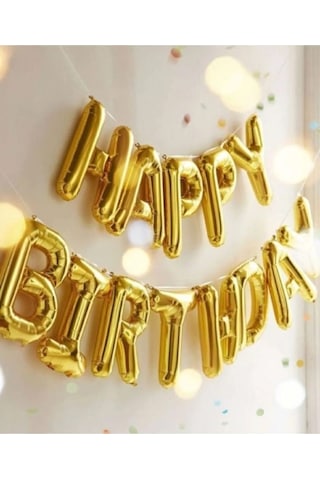 Happy Birthday Folyo Balon Gold Doğum Günü Set