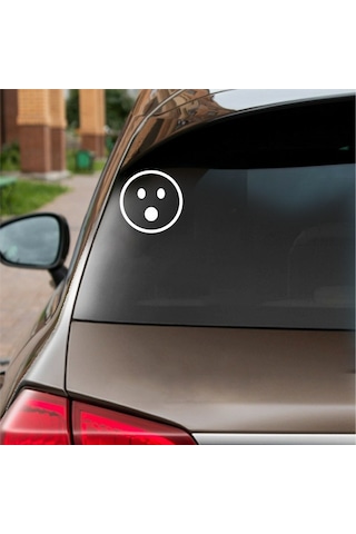 Şaşıran Emoji Araba Sticker Beyaz 16x16 Cm