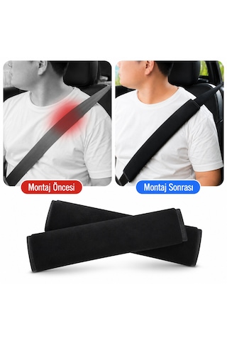 Microcase Emniyet Kemer Kılıfı Yumuşak Elyaf Dolgu Malzeme Cırtlı Tasarım Siyah 2 Adet 70 Cm Al5671