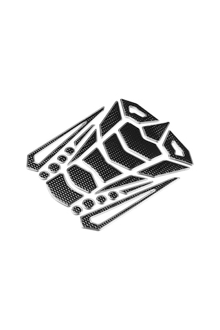 Moveevo Motosiklet Tankı Koruyucu Sticker - Yumuşak Kauçuk, Kolay Yapıştır/çıkar, Uv Dayanıklı, Siyah-gümüş Kenar, Evrensel Uyum