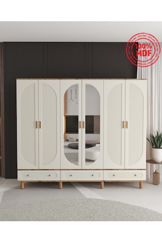 Soho 6 Kapaklı Çekmeceli Gardırop - Tamamı Mdf Aytaşı