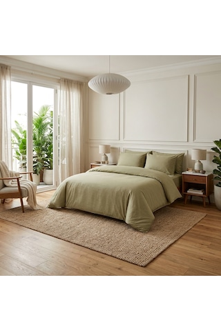 Goldroom Home Çizgili Pamuk Saten Çift Kişilik Nevresim Takımı Vizon Goldroom Home Çizgili Pamuk Saten Çift Kişilik Nevresim Takımı Vizon