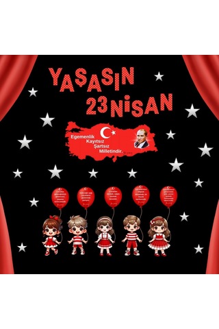 Yaşasın 23 Nisan Pano Süsü