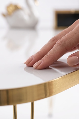 Bezos Orta Sehpa Kare Gold Altın Beyaz Tel Ob