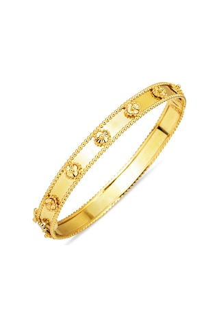 Bilezikci Yonca Parıltılı 14 Ayar Kelepçe Bilezik