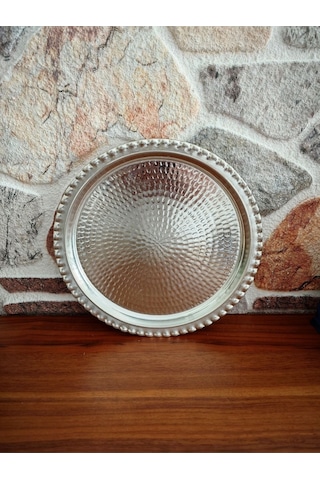 Modabakir Bakır Künefe Tepsi, Bakır Sunum Servis Tepsisi 30 Cm Model:6568995 Gümüş