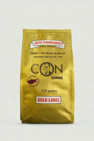 Girne Con Kahve Çifte Kavrulmuş Türk Kahvesi, Gold Label, 125 Gram, Öğütülmüş,%100 Arabica, Kıbrıs Üretim