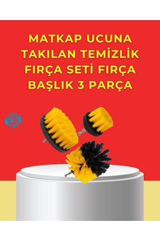 Matkap Ucu Temizlik Aparatı 3'lü Fırça Seti, Araç Jantı Temizliği, Naylon Kıl - Mh-hs7491-6170