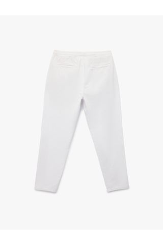 Koton Pamuklu Regular Fit Cepli Beli Bağcıklı Pantolon Beyaz 6sam40009hw