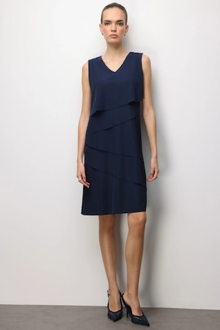 Ekol Kadın V Yaka Katlı Midi Elbise 6010 Lacivert Lacivert
