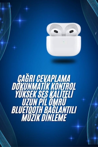3.nesil İos Android Uyumlu Bluetooth 5.0 Beyaz Çağrı Cevaplama