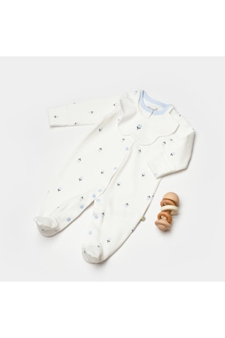 Biorganic Love Floral Yenidoğan Bebek Tulum 60791 Ekru