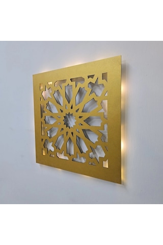 Led Işıklı Motif Tablo 1 - 30x30cm Gold