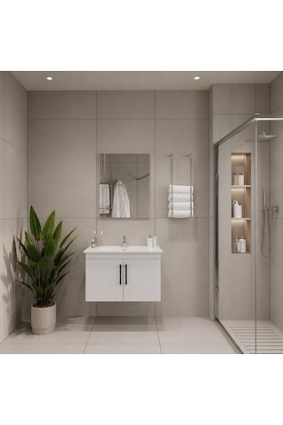 Creavit D20 Banyo Dolabı Seti Çekmeceli 65 Cm Beyaz