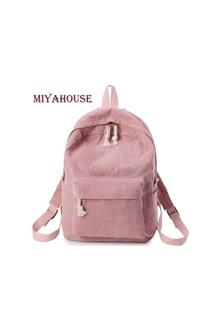 Soft Fabric Backpack Female Corduroy Design School Backpack For Teenage Girls Women Light Brown Kahverengi