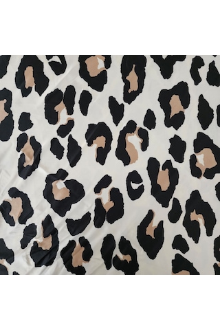 Hedea Leopar İzleri Saten Fular 70x70 Cm Beyaz