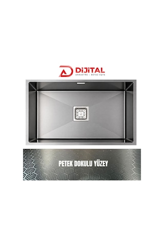 Gl General Neo 70 40x70 Antrasit Petek Dokulu Çelik Mutfak Eviyesi 304 Paslanmaz Çelik 1mm