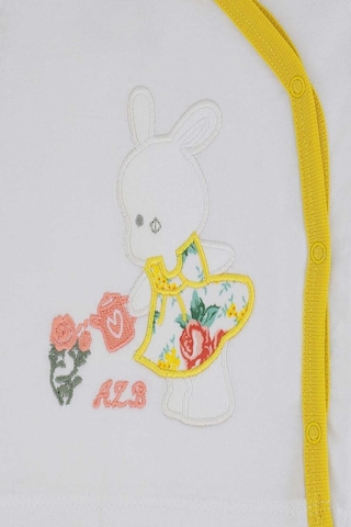 Kız Bebek Çiçek Desenli Zıbın Takımı 0-6 Ay Azz002990 Beyaz