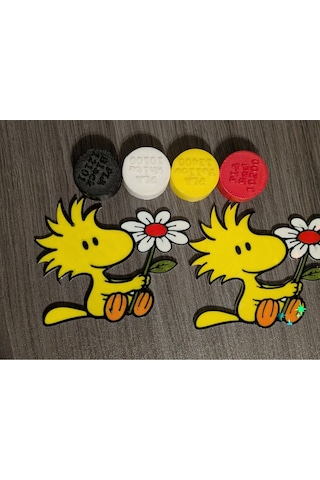 Snoopy Çizgi Filmi Woodstock Sarı Kuş Karakteri Dekoratif Buzdolabı Magneti