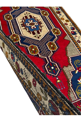 El Dokuma Sıfır Yahyalı 113x235 Kök Boya %100 Yün Yolluk Halı Lacivert