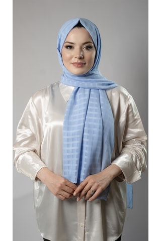 Bebe Mavisi Desenli Şal Şifon Kumaş Kareli Çizgili 202107 11