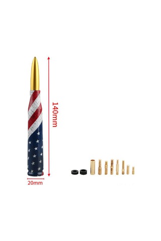 Leezsing Altın Renkli Metal Araç Anten Modifiye Kiti - 140mm Evrensel Kurşun Başlık Tasarım