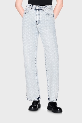 Armani Exchange Bol Kesimli Tamamı Baskılı Yüksek Bel Jeans Kadın Kot Pantolon Xw000100 Af25777 Fb010 Açık Mavi