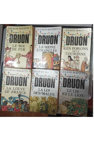 Maurice Druon - Les Rois Maudits Book Set Cep Kitabı Le Roi De Fer -la Reine Etranglee - Les Poisons De La Couronne - La Loi Des Males - La Louve De France -les Lis Et Le Lion 1-2-3-4-5-6 Kitap Takım Set
