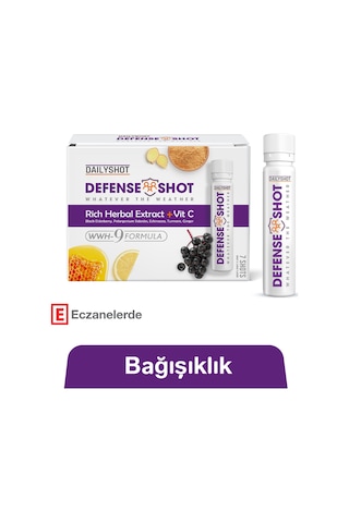 Hangover Shot Defense Shot Soğuk Algınlığına Karşı Bitkisel Gıda Takviyesi, Defense Shot 7'li